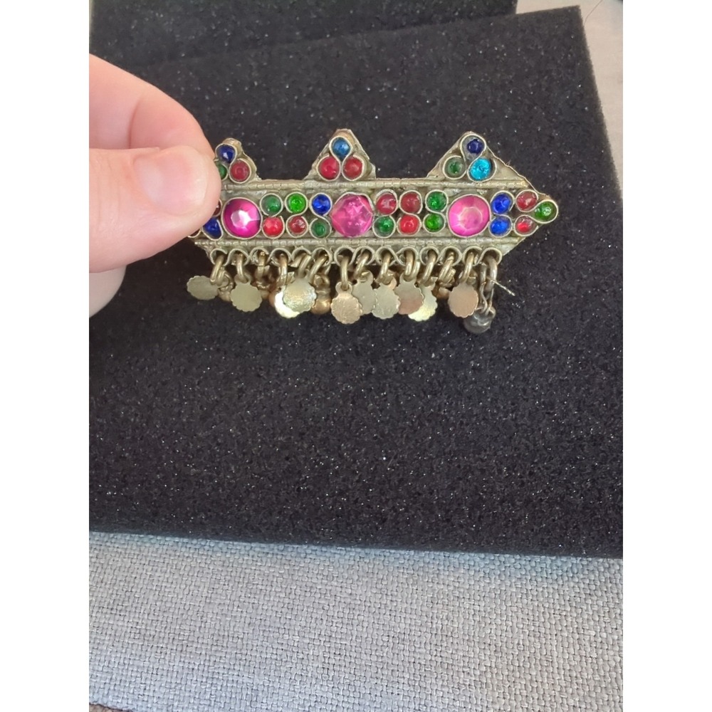 ANTIQUE OLD BRASS‎ KOCHI HAIR CLIP WITH OLD GLASS